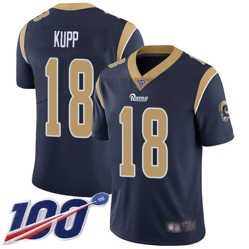 Los Angeles Rams Limited Navy Blue Men Cooper Kupp Home Jersey NFL Football #18 100th Season Vapor Untouchable